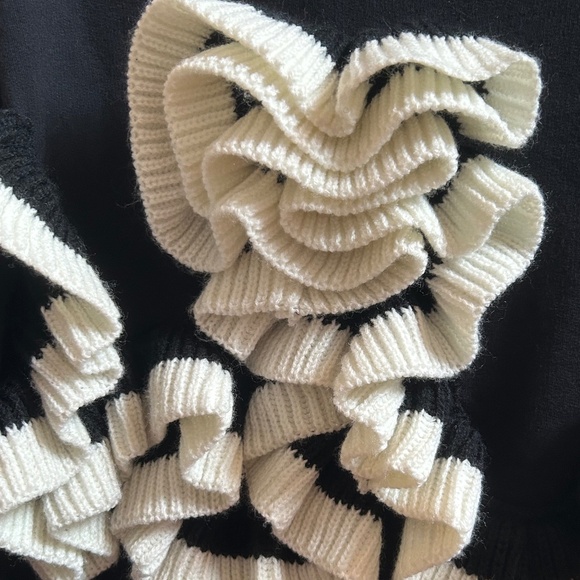 Zara Trafaluc Black Rosette & Ruffle Sweatshirt Size Large - Picture 2 of 5